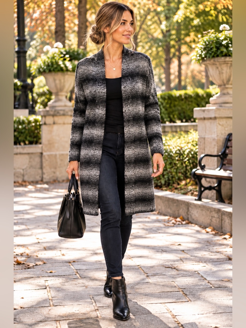 Sonoma Gray Ombre Open Front Cardigan Sweater NWT Size Small Cozy Fall